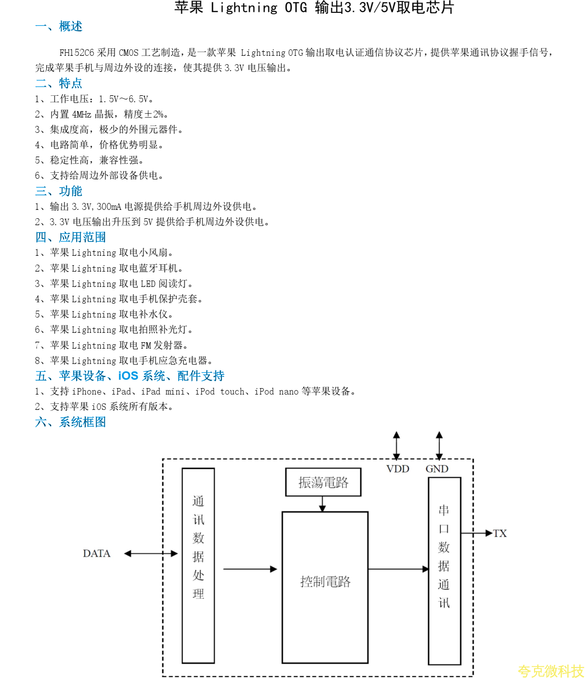 FH152C6 SOT23-6L封裝 支持蘋果 iOS 繫統所有版本