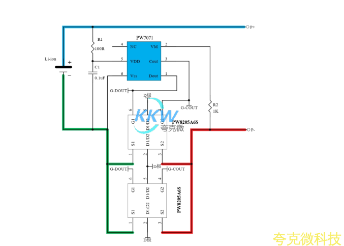 單節 4.35V/4.4V 鋰電池保護方案闆， 4A 過流